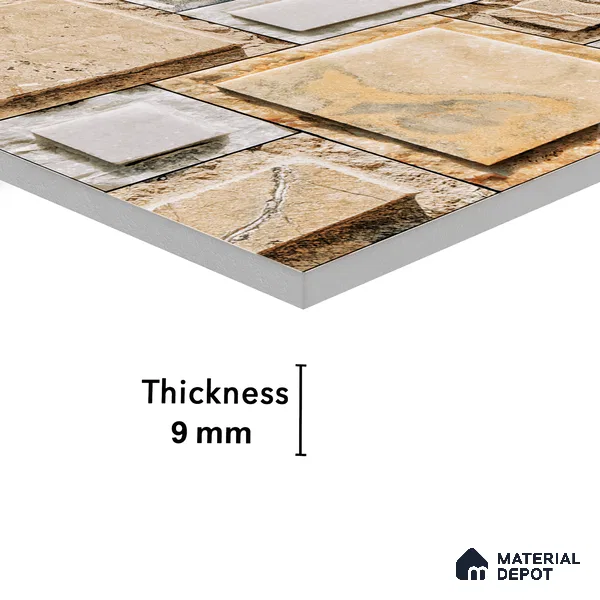 Elevation Wall Tile TL 00086 A Sandy Brown 2 ft x 1 ft Punch Matte Finish Vitrified Tile - 9 mm | Suitable For Feature Wall, Boundary Wall, Balcony, Outdoor