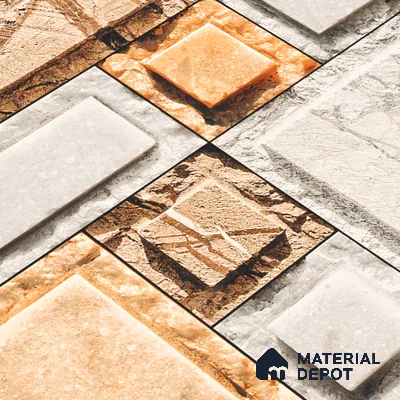 Elevation Wall Tile TL 00086 A Sandy Brown 2 ft x 1 ft Punch Matte Finish Vitrified Tile - 9 mm | Suitable For Feature Wall, Boundary Wall, Balcony, Outdoor