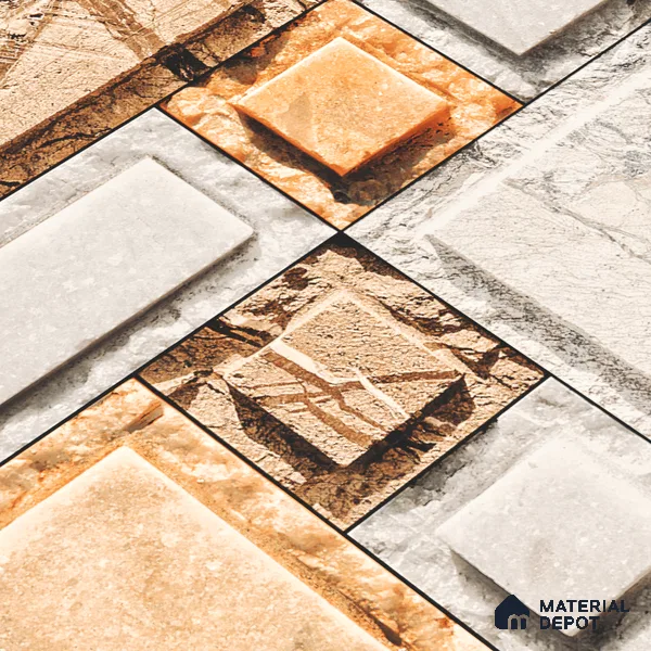 Elevation Wall Tile TL 00086 A Sandy Brown 2 ft x 1 ft Punch Matte Finish Vitrified Tile - 9 mm | Suitable For Feature Wall, Boundary Wall, Balcony, Outdoor