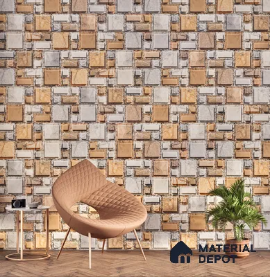 Elevation Wall Tile TL 00086 A Sandy Brown 2 ft x 1 ft Punch Matte Finish Vitrified Tile - 9 mm | Suitable For Feature Wall, Boundary Wall, Balcony, Outdoor