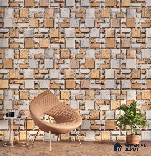 Elevation Wall Tile TL 00086 A Sandy Brown 2 ft x 1 ft Punch Matte Finish Vitrified Tile - 9 mm | Suitable For Feature Wall, Boundary Wall, Balcony, Outdoor