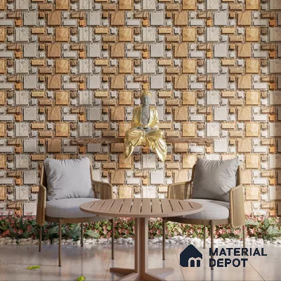 Elevation Wall Tile TL 00086 A Sandy Brown 2 ft x 1 ft Punch Matte Finish Vitrified Tile - 9 mm | Suitable For Feature Wall, Boundary Wall, Balcony, Outdoor
