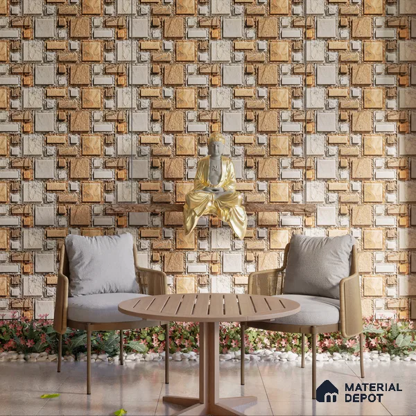 Elevation Wall Tile TL 00086 A Sandy Brown 2 ft x 1 ft Punch Matte Finish Vitrified Tile - 9 mm | Suitable For Feature Wall, Boundary Wall, Balcony, Outdoor