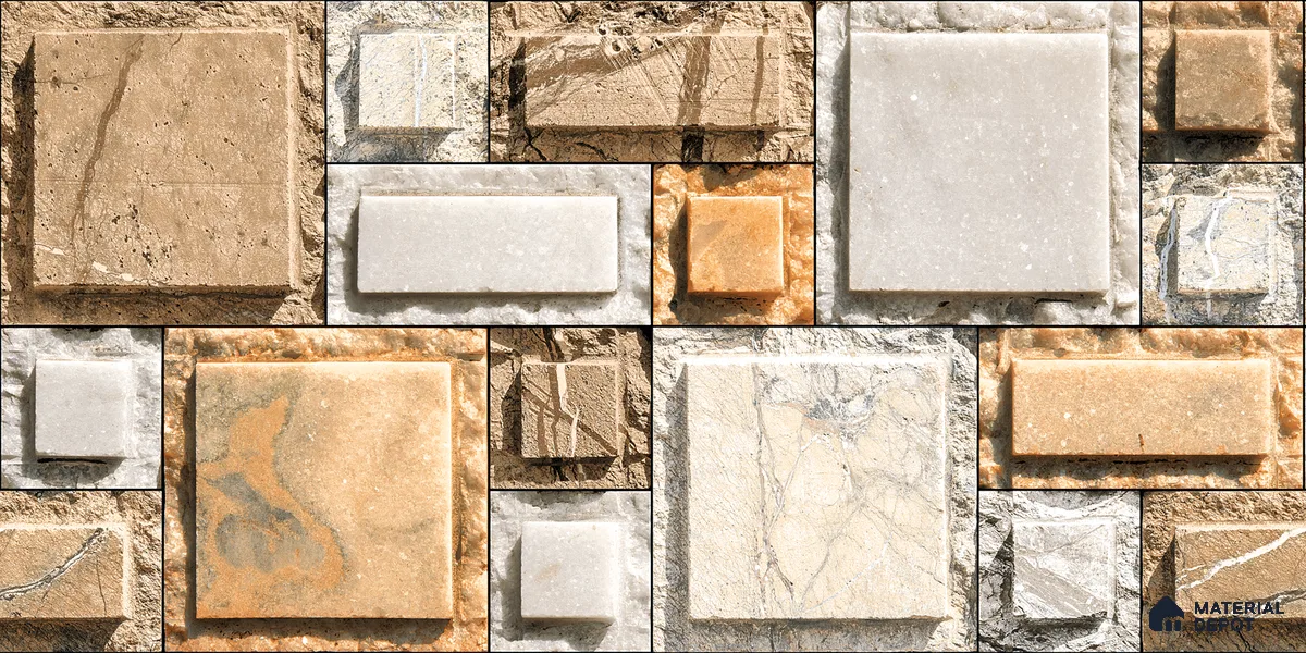 Elevation Wall Tile TL 00086 A Sandy Brown 2 ft x 1 ft Punch Matte Finish Vitrified Tile - 9 mm | Suitable For Feature Wall, Boundary Wall, Balcony, Outdoor