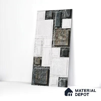 Elevation Wall Tile TL 00086 B Nero Grey 2 ft x 1 ft Punch Matte Finish Vitrified Tile - 9 mm | Suitable For Feature Wall, Boundary Wall, Balcony, Outdoor (Sample)