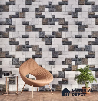 Elevation Wall Tile TL 00086 B Nero Grey 2 ft x 1 ft Punch Matte Finish Vitrified Tile - 9 mm | Suitable For Feature Wall, Boundary Wall, Balcony, Outdoor (Sample)