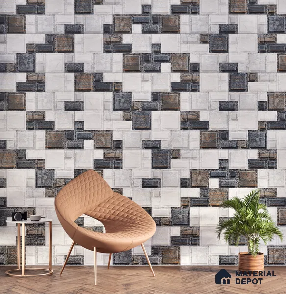 Elevation Wall Tile TL 00086 B Nero Grey 2 ft x 1 ft Punch Matte Finish Vitrified Tile - 9 mm | Suitable For Feature Wall, Boundary Wall, Balcony, Outdoor (Sample)