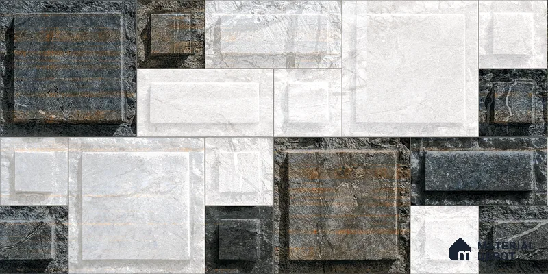 Elevation Wall Tile TL 00086 B Nero Grey 2 ft x 1 ft Punch Matte Finish Vitrified Tile - 9 mm | Suitable For Feature Wall, Boundary Wall, Balcony, Outdoor (Sample)