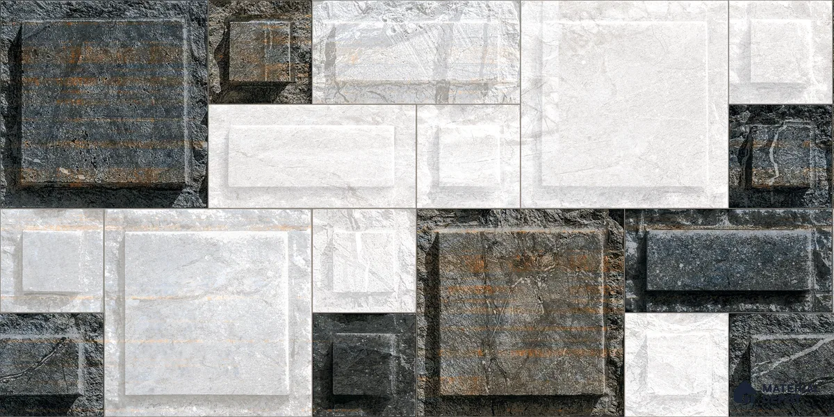 Elevation Wall Tile TL 00086 B Nero Grey 2 ft x 1 ft Punch Matte Finish Vitrified Tile - 9 mm | Suitable For Feature Wall, Boundary Wall, Balcony, Outdoor (Sample)