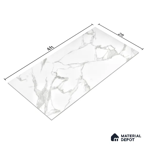 Endless Floor & Wall Vitrified Tile Silken White 4 ft x 2 ft | TL 01184 Glossy Finish - 9 mm | Suitable for Living Room, Bedroom (Sample)