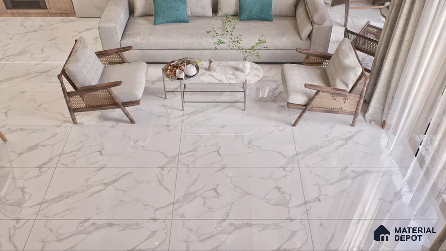 Endless Floor & Wall Vitrified Tile Silken White 4 ft x 2 ft | TL 01184 Glossy Finish - 9 mm | Suitable for Living Room, Bedroom