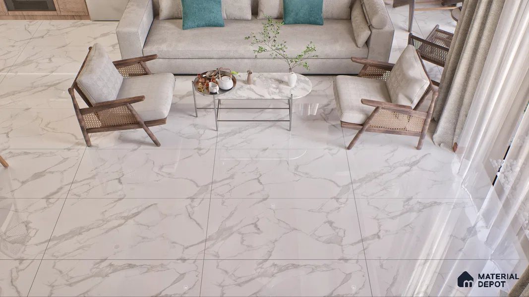 Endless Floor & Wall Vitrified Tile Silken White 4 ft x 2 ft | TL 01184 Glossy Finish - 9 mm | Suitable for Living Room, Bedroom (Sample)
