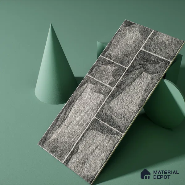 Elevation Wall Tile TL 00067 A Slate Black 2 ft x 1 ft Punch Matte Finish Vitrified Tile - 9 mm | Suitable For Feature Wall, Boundary Wall, Balcony, Outdoor (Sample)