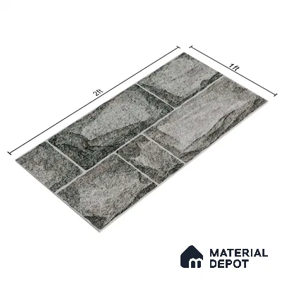 Elevation Wall Tile TL 00067 A Slate Black 2 ft x 1 ft Punch Matte Finish Vitrified Tile - 9 mm | Suitable For Feature Wall, Boundary Wall, Balcony, Outdoor (Sample)