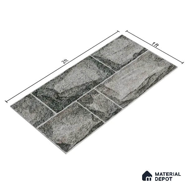 Elevation Wall Tile TL 00067 A Slate Black 2 ft x 1 ft Punch Matte Finish Vitrified Tile - 9 mm | Suitable For Feature Wall, Boundary Wall, Balcony, Outdoor (Sample)