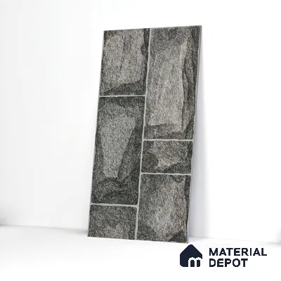 Elevation Wall Tile TL 00067 A Slate Black 2 ft x 1 ft Punch Matte Finish Vitrified Tile - 9 mm | Suitable For Feature Wall, Boundary Wall, Balcony, Outdoor (Sample)