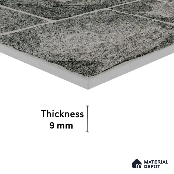 Elevation Wall Tile TL 00067 A Slate Black 2 ft x 1 ft Punch Matte Finish Vitrified Tile - 9 mm | Suitable For Feature Wall, Boundary Wall, Balcony, Outdoor (Sample)