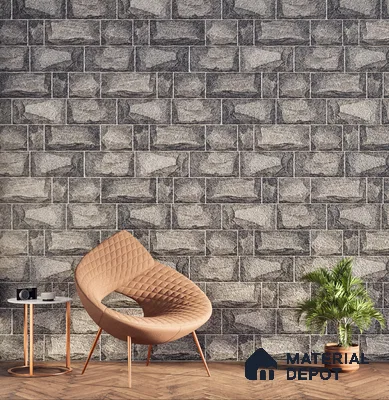 Elevation Wall Tile TL 00067 A Slate Black 2 ft x 1 ft Punch Matte Finish Vitrified Tile - 9 mm | Suitable For Feature Wall, Boundary Wall, Balcony, Outdoor (Sample)