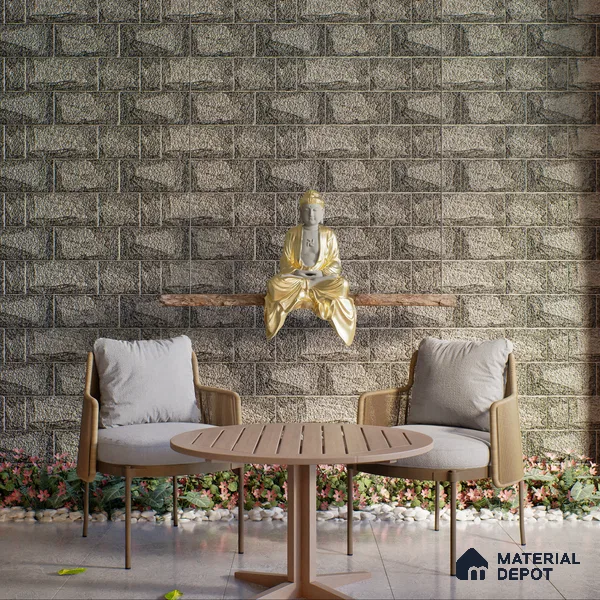 Elevation Wall Tile TL 00067 A Slate Black 2 ft x 1 ft Punch Matte Finish Vitrified Tile - 9 mm | Suitable For Feature Wall, Boundary Wall, Balcony, Outdoor (Sample)