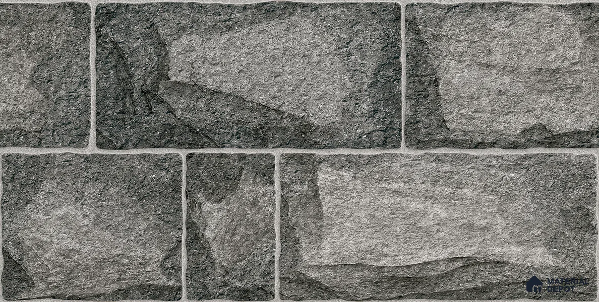 Elevation Wall Tile TL 00067 A Slate Black 2 ft x 1 ft Punch Matte Finish Vitrified Tile - 9 mm | Suitable For Feature Wall, Boundary Wall, Balcony, Outdoor (Sample)