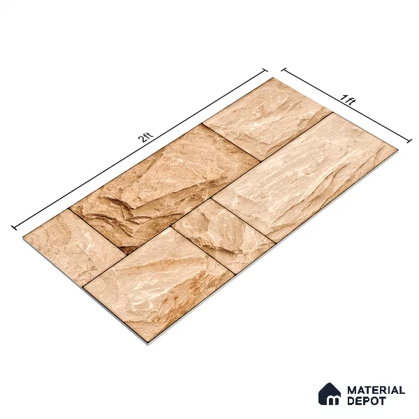 Elevation Wall Tile TL 00067 B Coffee Beige 2 ft x 1 ft Punch Matte Finish Vitrified Tile - 9 mm | Suitable For Feature Wall, Boundary Wall, Balcony, Outdoor (Sample)