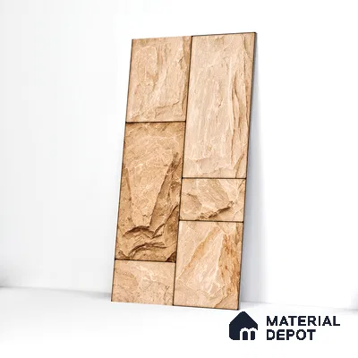 Elevation Wall Tile TL 00067 B Coffee Beige 2 ft x 1 ft Punch Matte Finish Vitrified Tile - 9 mm | Suitable For Feature Wall, Boundary Wall, Balcony, Outdoor (Sample)