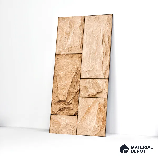 Elevation Wall Tile TL 00067 B Coffee Beige 2 ft x 1 ft Punch Matte Finish Vitrified Tile - 9 mm | Suitable For Feature Wall, Boundary Wall, Balcony, Outdoor (Sample)