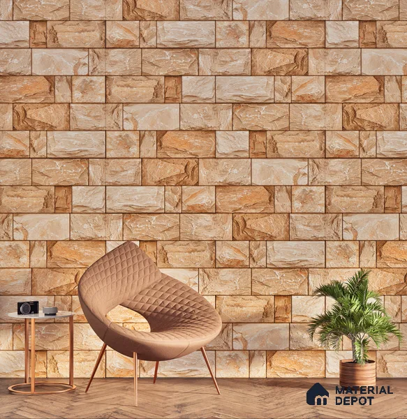 Elevation Wall Tile TL 00067 B Coffee Beige 2 ft x 1 ft Punch Matte Finish Vitrified Tile - 9 mm | Suitable For Feature Wall, Boundary Wall, Balcony, Outdoor (Sample)