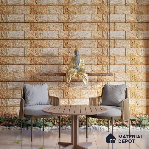 Elevation Wall Tile TL 00067 B Coffee Beige 2 ft x 1 ft Punch Matte Finish Vitrified Tile - 9 mm | Suitable For Feature Wall, Boundary Wall, Balcony, Outdoor