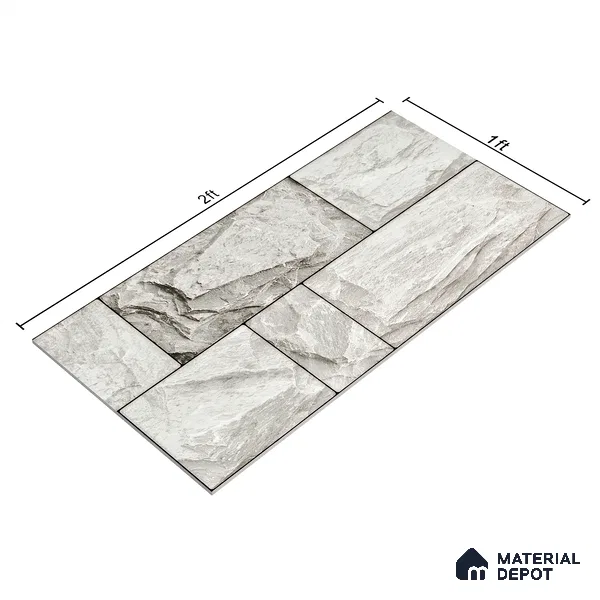 Elevation Wall Tile TL 00067 C Grey Vanilla 2 ft x 1 ft Punch Matte Finish Vitrified Tile - 9 mm | Suitable For Feature Wall, Boundary Wall, Balcony, Outdoor