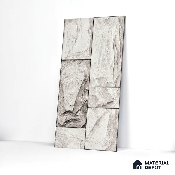 Elevation Wall Tile TL 00067 C Grey Vanilla 2 ft x 1 ft Punch Matte Finish Vitrified Tile - 9 mm | Suitable For Feature Wall, Boundary Wall, Balcony, Outdoor