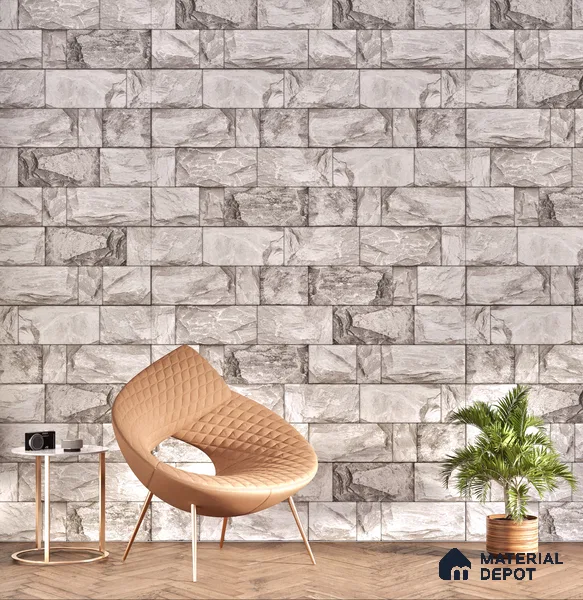 Elevation Wall Tile TL 00067 C Grey Vanilla 2 ft x 1 ft Punch Matte Finish Vitrified Tile - 9 mm | Suitable For Feature Wall, Boundary Wall, Balcony, Outdoor