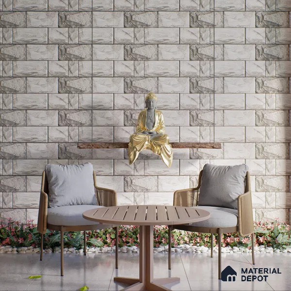 Elevation Wall Tile TL 00067 C Grey Vanilla 2 ft x 1 ft Punch Matte Finish Vitrified Tile - 9 mm | Suitable For Feature Wall, Boundary Wall, Balcony, Outdoor