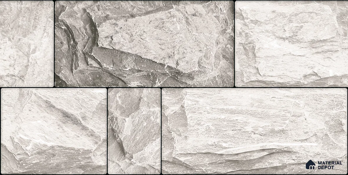 Elevation Wall Tile TL 00067 C Grey Vanilla 2 ft x 1 ft Punch Matte Finish Vitrified Tile - 9 mm | Suitable For Feature Wall, Boundary Wall, Balcony, Outdoor