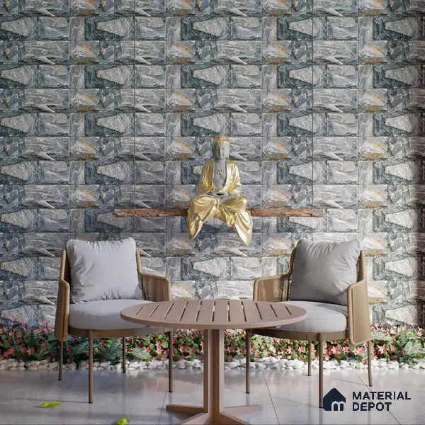 Elevation Wall Tile TL 00067 D Ash Grey 2 ft x 1 ft Punch Matte Finish Vitrified Tile - 9 mm | Ideal For Modern Facades, Outdoor Cladding, Feature Wall