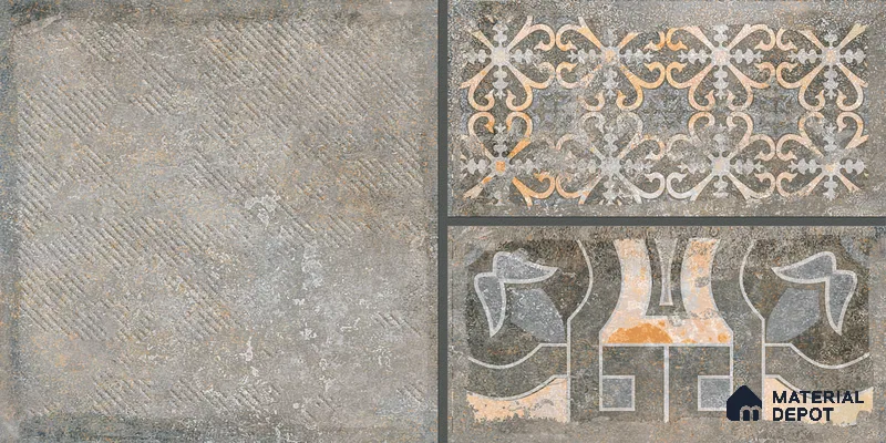 Parking Floor & Wall TL 00061 A Smoke Grey Quartz 2 ft x 1 ft Matte Finish Stone Vitrified Tile - 12 mm | 32 Random Faces | Suitable For Heavy Duty Outdoor Areas