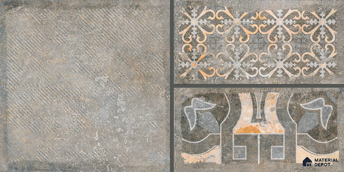 Parking Floor & Wall TL 00061 A Smoke Grey Quartz 2 ft x 1 ft Matte Finish Stone Vitrified Tile - 12 mm | 32 Random Faces | Suitable For Heavy Duty Outdoor Areas