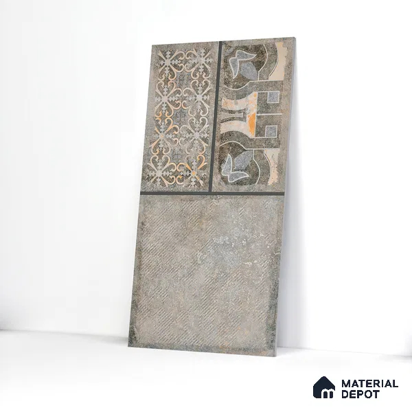 Parking Floor & Wall TL 00061 A Smoke Grey Quartz 2 ft x 1 ft Matte Finish Stone Vitrified Tile - 12 mm | 32 Random Faces | Suitable For Heavy Duty Outdoor Areas