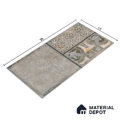 Parking Floor & Wall TL 00061 A Smoke Grey Quartz 2 ft x 1 ft Matte Finish Stone Vitrified Tile - 12 mm | 32 Random Faces | Suitable For Heavy Duty Outdoor Areas