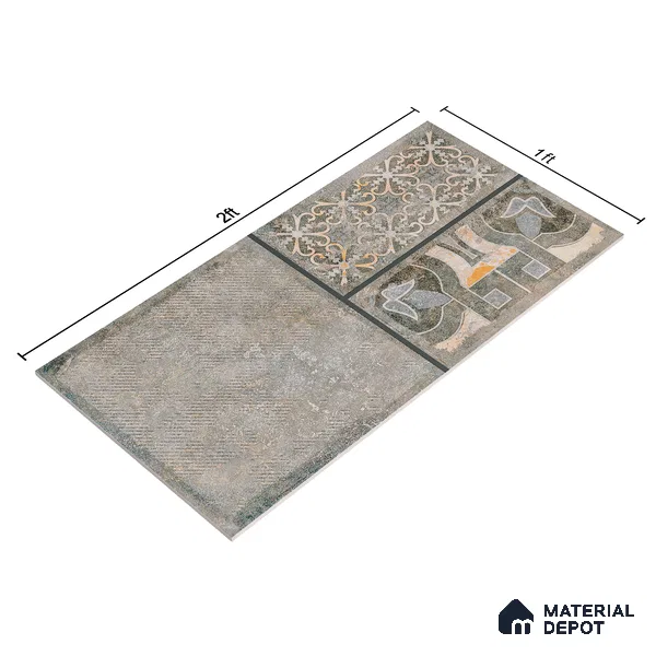 Parking Floor & Wall TL 00061 A Smoke Grey Quartz 2 ft x 1 ft Matte Finish Stone Vitrified Tile - 12 mm | 32 Random Faces | Suitable For Heavy Duty Outdoor Areas