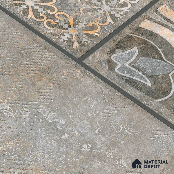 Parking Floor & Wall TL 00061 A Smoke Grey Quartz 2 ft x 1 ft Matte Finish Stone Vitrified Tile - 12 mm | 32 Random Faces | Suitable For Heavy Duty Outdoor Areas