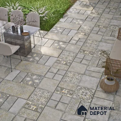 Parking Floor & Wall TL 00061 A Smoke Grey Quartz 2 ft x 1 ft Matte Finish Stone Vitrified Tile - 12 mm | 32 Random Faces | Suitable For Heavy Duty Outdoor Areas