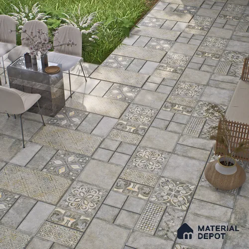 Parking Floor & Wall TL 00061 A Smoke Grey Quartz 2 ft x 1 ft Matte Finish Stone Vitrified Tile - 12 mm | 32 Random Faces | Suitable For Heavy Duty Outdoor Areas