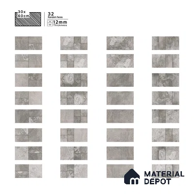Parking Floor & Wall TL 00061 B Ash Grey Quartz 2 ft x 1 ft Matte Finish Stone Vitrified Tile - 12 mm | 32 Random Faces | Suitable For Heavy Duty Outdoor Areas