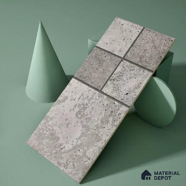 Parking Floor & Wall TL 00061 B Ash Grey Quartz 2 ft x 1 ft Matte Finish Stone Vitrified Tile - 12 mm | 32 Random Faces | Suitable For Heavy Duty Outdoor Areas