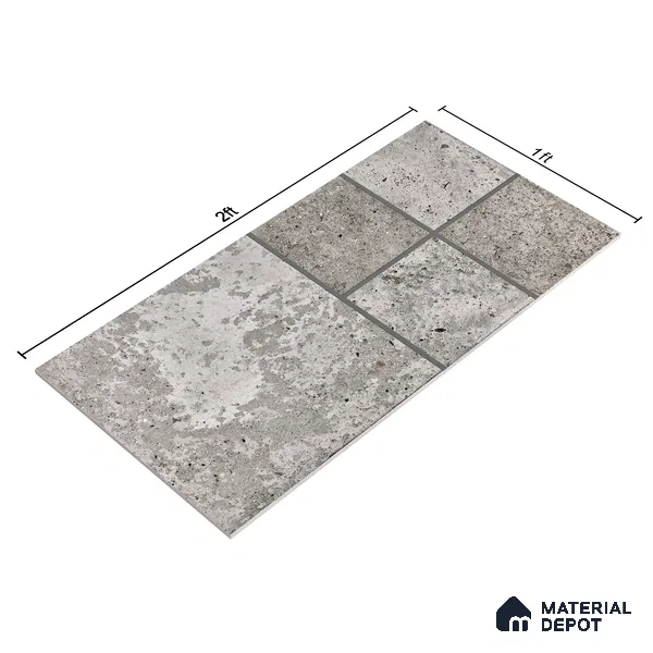 Parking Floor & Wall TL 00061 B Ash Grey Quartz 2 ft x 1 ft Matte Finish Stone Vitrified Tile - 12 mm | 32 Random Faces | Suitable For Heavy Duty Outdoor Areas