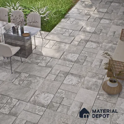 Parking Floor & Wall TL 00061 B Ash Grey Quartz 2 ft x 1 ft Matte Finish Stone Vitrified Tile - 12 mm | 32 Random Faces | Suitable For Heavy Duty Outdoor Areas
