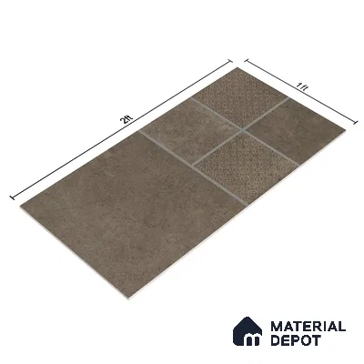 Parking Floor & Wall TL 00061 C Marrone Brown 2 ft x 1 ft Matte Finish Stone Vitrified Tile - 12 mm | 32 Random Faces | Suitable For Heavy Duty Outdoor Areas
