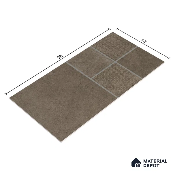 Parking Floor & Wall TL 00061 C Marrone Brown 2 ft x 1 ft Matte Finish Stone Vitrified Tile - 12 mm | 32 Random Faces | Suitable For Heavy Duty Outdoor Areas
