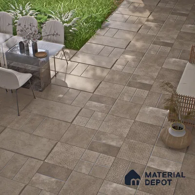Parking Floor & Wall TL 00061 C Marrone Brown 2 ft x 1 ft Matte Finish Stone Vitrified Tile - 12 mm | 32 Random Faces | Suitable For Heavy Duty Outdoor Areas